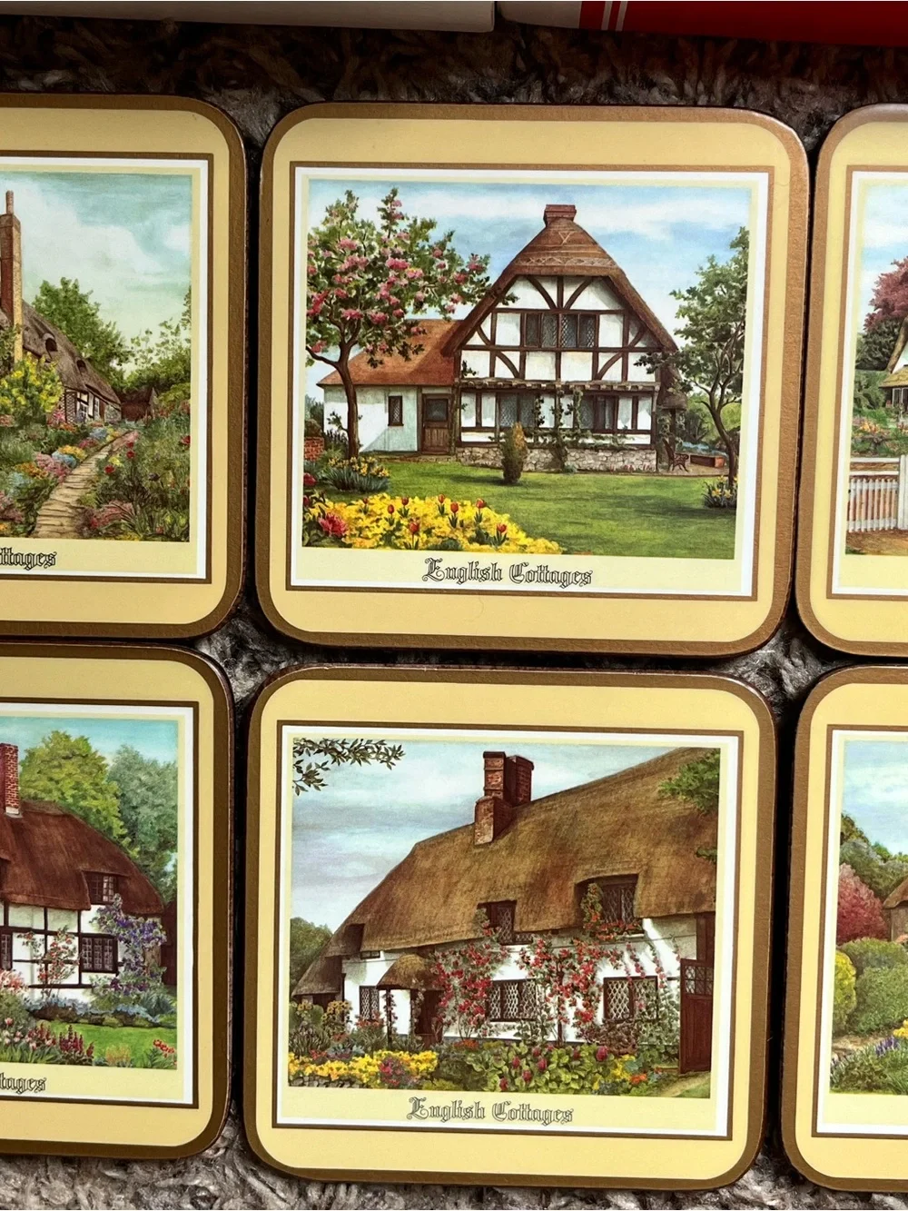 Pimpernel 6 English Cottages Deluxe Finish Coasters 4 1/8